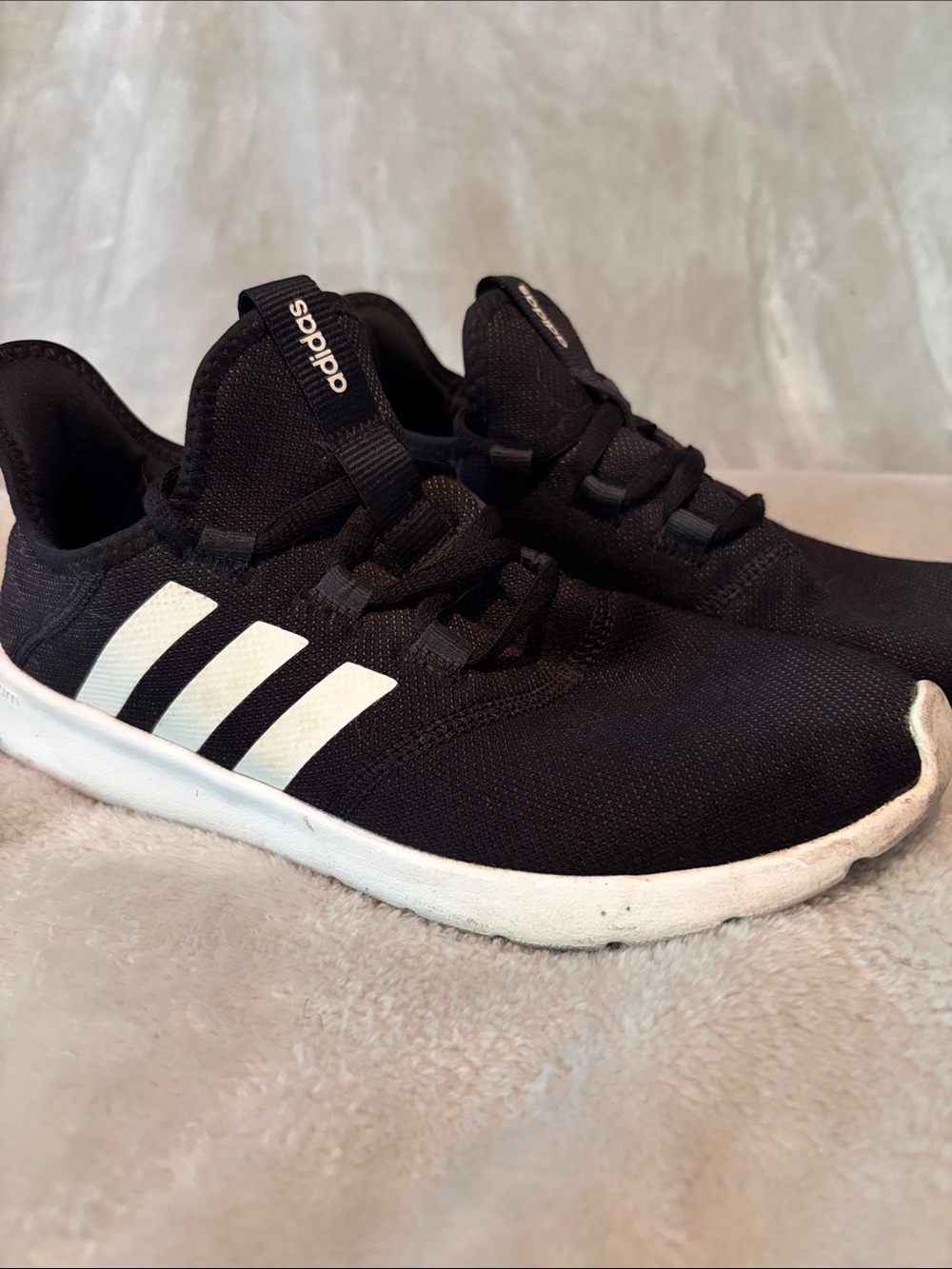 adidas Black Running Shoes with White Three-Stripes